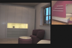Jugendzimmer in weiß Lack mit Glas kombiniert